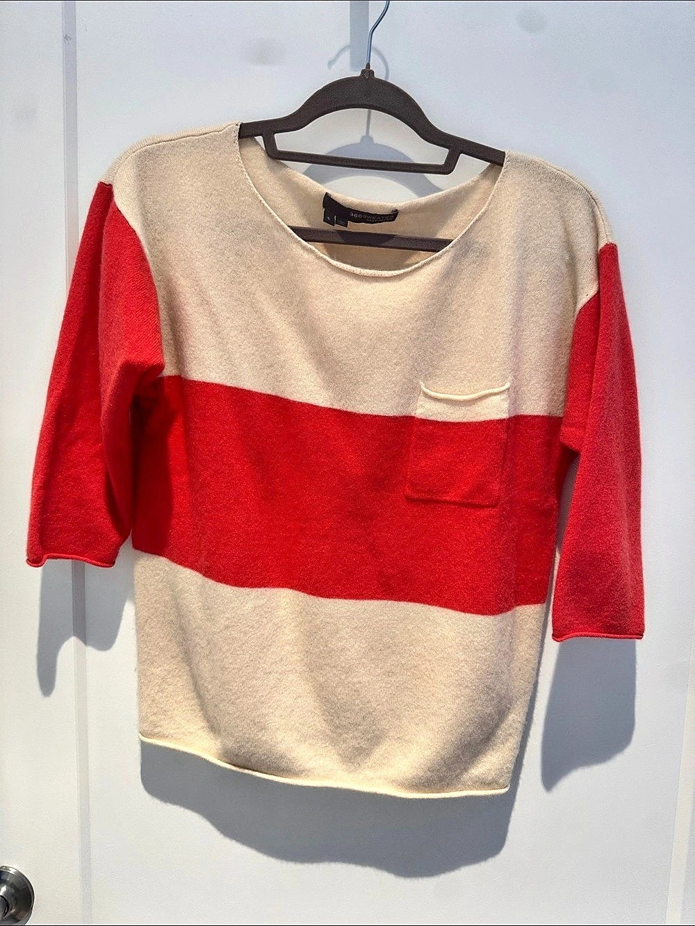 360SWEATER 100% CASHMERE Color Block Sweater Size Small